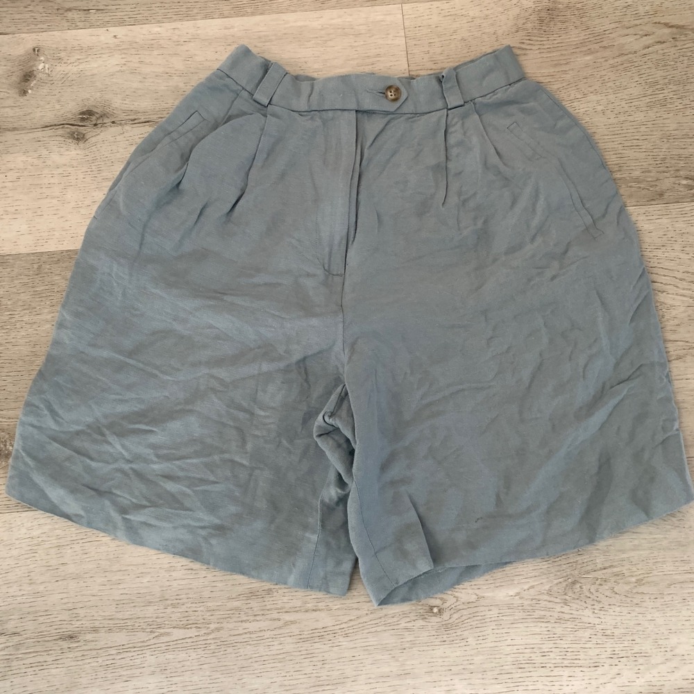 Brooks Brothers Women's Blue High Rise Pleated Chino Shorts Bermuda Size 6